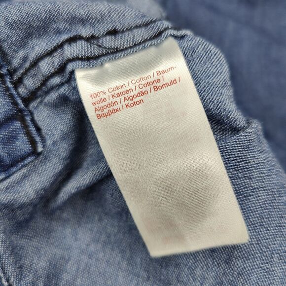 Lacoste Live Mens Size 38 (XS) Jeans Shirts Blue Denim Logo Snap Buttons - Picture 6 of 9